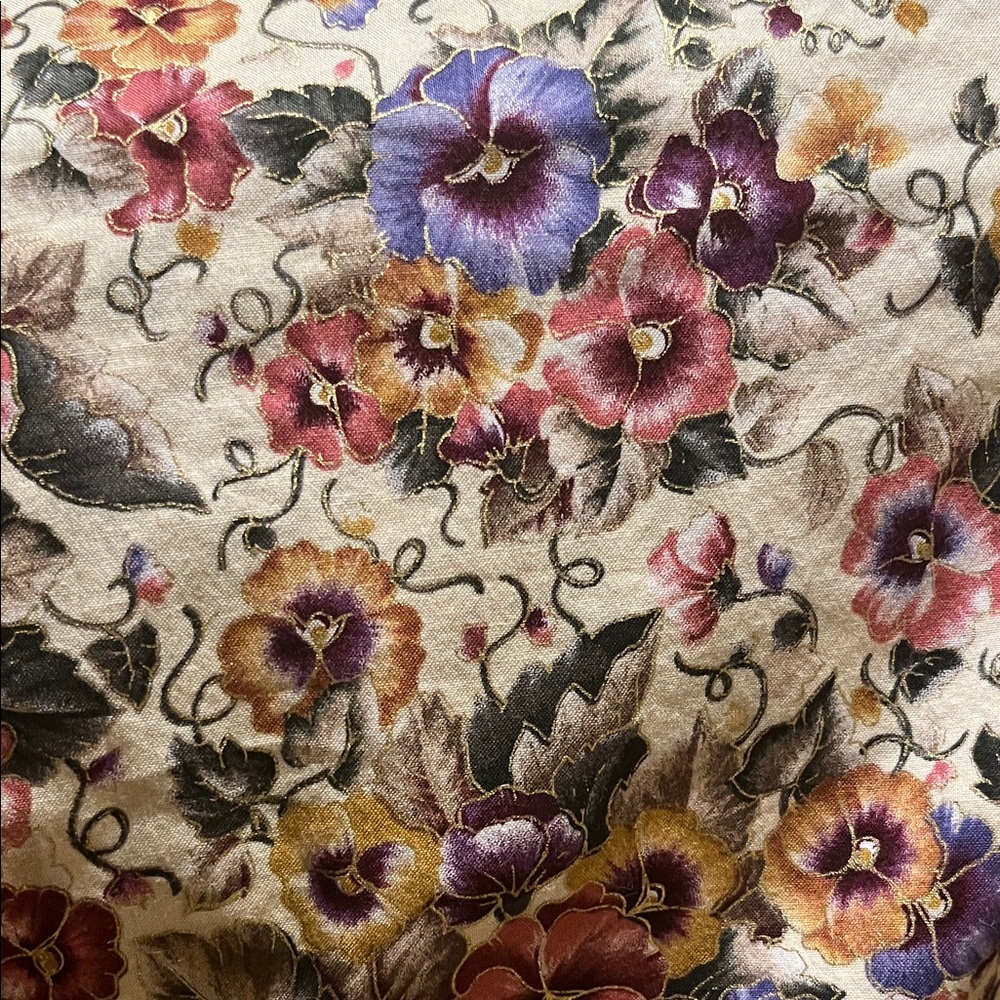 Pansies floral quilting cotton 4 yards